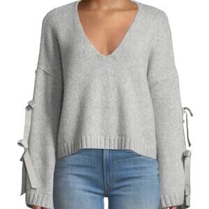 Cinq A Sept Sideline Cropped Tie-Sleeve Wool Sweater Size Medium